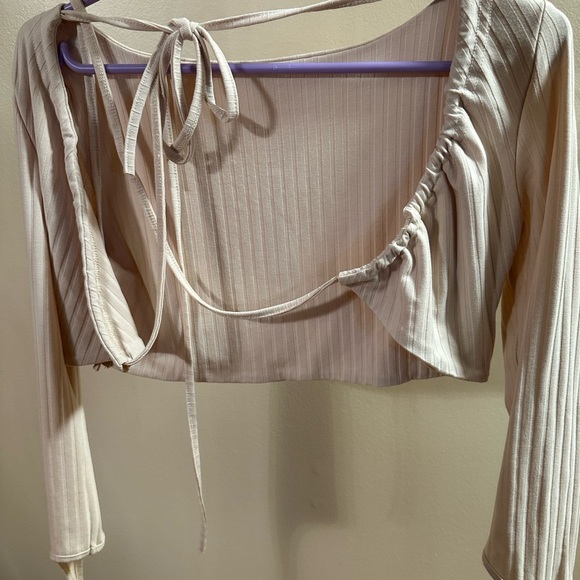 White fox lace up long sleeve shirt - Picture 3 of 7